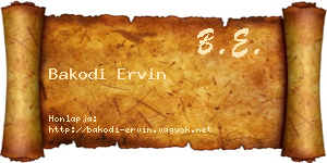 Bakodi Ervin névjegykártya